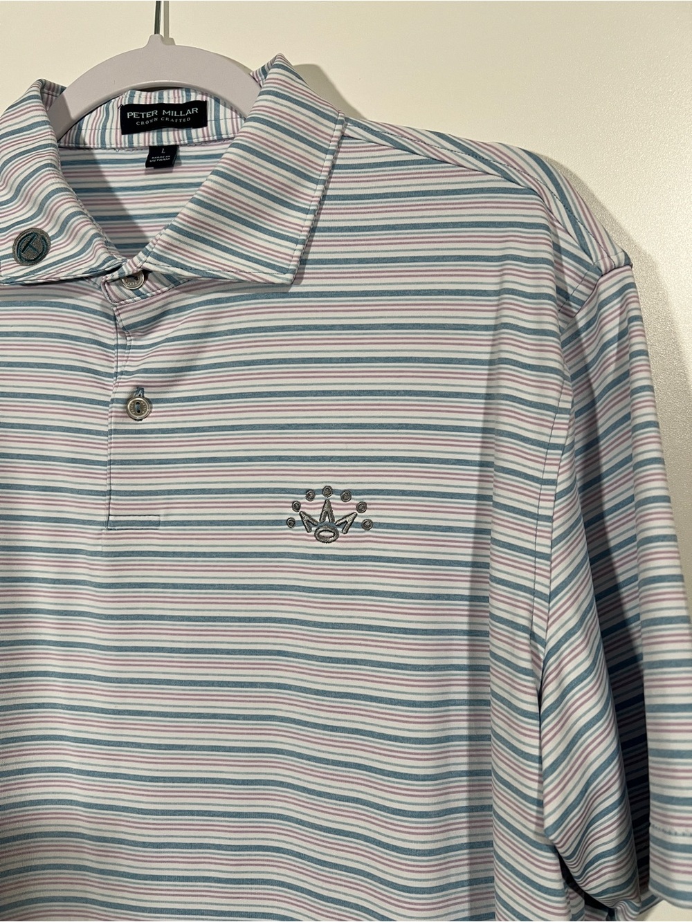 Scotty Cameron Peter Millar Circle T Golf Shirt Striped 7 Point Crown Polo Large - Picture 6 of 9